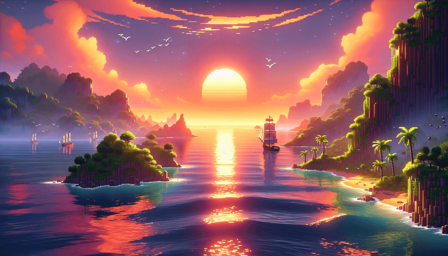 Sunset over ocean landscape